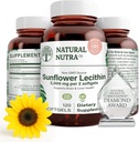 Natural Nutra Auringonkukka Lecithin 2000 mg lisäravinteet, tukee rintaruokintaa äidit plugged maito Duct Relief, Maksa & Brain Health Booster, Soy Free, Ei-GMO, Gluteenittomat, 120 Softgels (3 pakkaus)
