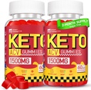 Keto ACV Gummies - 1500MG ACV Keto Gumies for Women - Apple Sider Viinietikka äidin kanssa, Probiootit, vitamiinit B6 B12 Gut Digestion - Vegan & non-GMO, 2 pakkaus