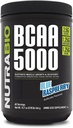 NutraBio BCAA 5000 Jauhe - Vegan Fermented BCAAs - Tukee Lean Muscle kasvu, elpyminen, Endurance - 60 Tarjoilut - Sininen Vadelma