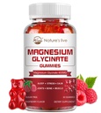 Magnesium Glycinate Gummies, sokeriton magnesiumlisä, magnesium Glycinate 400 mg, magnesium L-treonaatti 200 mg, rauhoittava mieli, lihas, luu ja uni aikuisille, 60 vadelma Gummies