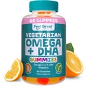 Feel Great Omega & DHA Gummies for Aikuinen kasvispohjainen Omega 3 Kalaöljy Vaihtoehtoinen ... Kasvissyöjä C-vitamiini, Chia ja Omega3, tukee aivot, Immuuni, Prenatal Functions, (60 kreivi)