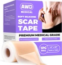 AWD Silicone Scar Sheets Kirurgiset arvet - Saumattomat lääketieteellisen luokan Silicone Scar teippi C-osaan, Masu Tuck Teape - Silicone Skin Patches Jälkeen leikkaus on oltava (1,6" x 60" Saumaton rulla)