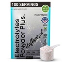 PowerVitamin Ei makua Elektrolyyttejä Powder No Sugar for Daily Energy - Keto Elektrolyyttejä - Hydraation jauhe 1000 mg Kaliumia, 120 mg kalsiumia, magnesiumia, Ei Stevia, 100 tarjoilua