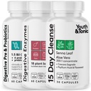 Youth & Tonic 15 Day Colon Cleanse Dgestive Enzymes Pre & Probiootit 