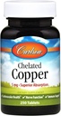 Carlson - Celated Copper, 5 mg, Superior Absorption, Circulation Health, Hermotoiminta & Immunosupport, 250 tablettia