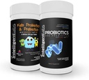 Intelligent Labs 2-in-1 Bundle of Kids Probiootit (6 miljardia PMY Sunfiber ja FOS) + Adult Probiootit (50 miljardia PMY, 10 kanta), Ei jääkaappi tarvitaan, 2 kuukautta toimitus per pullo
