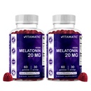Vitamatic melatoniini 20mg Gummies for Aikuinen, 30 Tarjoilua - 60 Count - Non-Habit Forming Supplement (Pack of 2)