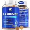 L Tyrosine Gummies 1100mg Mood Support Blend, Ashwagandha, L-Theanine, B-vitamiini B6, Folate(Vitamin B9), Focus & Memory, Kognition & Brain Function, Energy Boost, Stress Support, 2Pc / 120ct