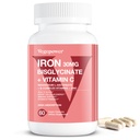 Iron Bisglysinaatti täydentää naisille ja miehille - 30 mg rauta pillereitä C-vitamiini, B12, Foolihappo - kelated rauta Anemia, Health Blood - korkea imeytyminen, Gluteeniton, ei-GMO - 60 Vegan Caps