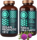 WILD POLTTOAINE TUDCA kanssa maito Thistle Supplement ja Vegan Probiootti Plus B12 General Liver Cleanse ja Gut Health Bundle