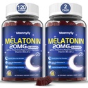 Maennyliy Melatoniini 20 mg Gummies aikuisille - Sokeriton melatoniini Gumies Extra vahvuus L-Theanine, Magnesium, Ashwagandha, Turmeric, D3 & Sinkki - ei-luontotyyppi muoto
