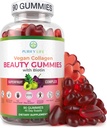 Puhdista Life Vegan Collagen Gummies kanssa Biotiini vitamiineja hiukset iho ja kynnet terveys, (90 Chews) Kollageeni tuki Superhedelmä Complex Resveratrol, A-vitamiini, E-vitamiini, C - Korvaa kapselit, pillereitä