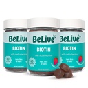 BeLive Biotin Gummies - ihon, kynsien ja hiusten vitamiinit A, C, D, E, B12, Sinkki, Folate & Inositoli, Biotiini täydennysosa anti-aging, energia & Collagen Boost, Multivitamiini Gummies - Mansikka ...