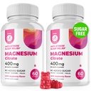 Magnesium Gummies Sokeriton - Rauhallinen Magnesium täydentää lapsille, tukee levollinen uni, Sokeriton Magnesium Citrate Gummies lapsille ja aikuisille (120 Count)