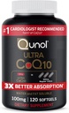 Qunol CoQ10 100 mg Softgels, Qunol Ultra CoQ10 100mg, 3x Parempi imeytyminen, antioksidantti sydämen terveyden ja energian tuotantoon, Coenzyme Q10-vitamiinit ja lisäravinteet, 120