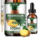 Magnesium Glycinate Supplement, Liquid Magnesium Glycinate Liquid Drops 500 mg-Support Stressi helpotus, rentoutuminen, mieliala, uni, luu & lihas-2 Fl Oz, Vegan, Ananas Flavor