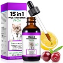 Kissa Multivitamiini,15 in 1 Kissa Vitamiinit Liquid Drop Lisäravinteet Heart Health, Bones, Joint, Iho ja turkki, Virtsarakko, Immuunijärjestelmä tuki 60ml