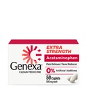 Genexa Clean Acetaminophen 500 mg Extra Strength, Dye Free Pain Reliever Fever Reducer, 0% Keinotekoiset lisäaineet, kipulääke aikuisille, lievittää päänsärkyä, selkäkipua, vähäinen niveltulehduskipu, 50 tablettia
