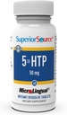 Superior Source 5-HTP 50 mg - Natural Supplement Aids Restful Sleep & Neurotransmitter Functions - Brain Health & Function Support - 5-Hydroksitryptofaani täydentää - 60 Instant liuottaa Tabletit