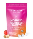 Vaaleanpunainen Stork Aamu Sairaus Sweets, Luomu vadelma inkivääri karkkia B6-vitamiini, tuki Motion Sairauden, Prenatal Heartburn - Raskaus on - 30 kääritty tippa