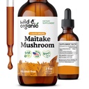 Wild & Organic Maitake Mushroom Drops - Liquid Mushroom Supplement for Immuuni Support - Maitake Extract Tincture - Vegaani, sokeri ja alkoholiton - 2 fl oz