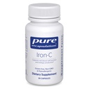 Puhtaat kapselit Iron-C - 15 mg - 175 mg C-vitamiini - Punasolujen tuki* - Energiatuotanto - Erittäin biosaatavissa oleva Iron Pill - Gluteeniton & Vegan - 30 kapselia