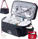 BAGSFY Travel Medicine Bag Organizer Mini lääkepakkaus, Double Layers ensiapupakkaus Tyhjä, Lockable Pill Bottle Organizer kotiin, suuri lääkevarasto, matka hätäkuljetus tapauksessa.