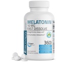 Bronson Melatoniini 10 MG Nopea liuotus Piparminttutabletit, Edistää rentoutumista, 360 purutablettia