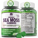 Sea Moss Gummies - Irish Sea Moss Gummies for Adults & Kids - Advanced Superfood Seamoss Lisäravinteet Luomu Blackderwrack & Burdock Root Extract, CV Daily Immuuni, Gut Cleanse, Vegan, 60 kreivit