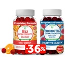 Lunakai-vitamiini B12 ja Probiootti Gummies Bundle - 3000 mcg Gommy for Aikuinen energiatuki ja luun terveys - 5 miljardia PMY per tarjoilu Dgestive Gut Health kanssa C-vitamiini naisille ja miehille