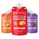 Designer Wellness Protein Smoothie, Real Fruit, 12g Protein, Low Carb, Nolla Lisätty sokeri, Gluteenittomat, ei-GMO, Ei keinotekoisia värejä tai makuja, Variety Pack, 12