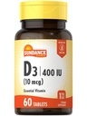 Sundance D3 400 IU (10 mikrog) 60 kasvisruokaa Tabletit 