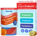 ENSIMMÄINEN PÄIVÄ Naiset 3-in-1 Probiootti Gummies ... Prebiootti + Probiootti + Postbiootti täydentää... tukee digestiivistä ja suun terveyttä, immuunitoimintaa ja energiaa...