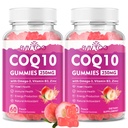 2 Pack CoQ10 Gummies 250mg, Plus Omega-3, B3-vitamiini ja sinkki, magnesium - suuri imeytyvä Coenzyme Q10 lisäravinteet sydämen terveyteen, soluihin energia, & antioksidantti tuki, 120