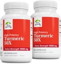 Terry Luonnollisesti Turmeric 50X - Ravintolisä aivojen ja sydämen terveystuki - Extra Strength Turmeric Aid Immune Health - ei-GMO-liite - 60 kapselia, 2 pakkaus