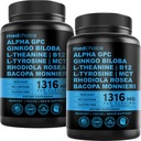 12-in-1 Nootropic Brain Supplement Vedetön: Ginkgo Biloba aivojen tukea, muistia ja keskittyä - B12, Alpha GPC, L Theanine ja koliini täydentää Bioperine Kofeinoitu 1321mg (120ct)