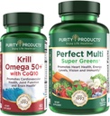 Puhtaus Tuotteet Bundle - Krill Omega 50+ CoQ10 + Täydellinen Multi Greens