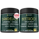 Bundle 6in1 Voikukka täydennysosa & 6in1 Beet Root Kapselit - Tuki Ruoansulatus-, Immuuni- ja sydänterveys