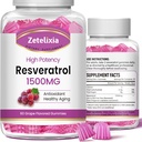 Sokeriton Resveratrol Gummies - Korkea puhtaus Resveratrol täydentää antioksidantti, terve ikääntyminen, iho, aivot, Luomu - 120 Gummies