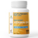 Puregen Labs D3- vitamiinia 50 000 IU (1250 mikrog) 100 viikkoa Supply for Healthy Muscle Function, and Immune Support, non-GMO, Gluteenittomat 100 kasvikapselia