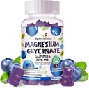 Magnesium Glycinate Gummies 2500 mg - Sokeriton magnesium Kaliumlisä D-vitamiini, B6, CoQ10 rauhoittaa mieliala ja uni tuki - 90 Mustikka Gummies