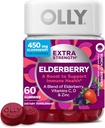 Olly Extra Strength Elderberry Gummies, Immuno Support, 450 mg Elderberry, C-vitamiini, D ja Sinkki, Berry - 60