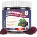 Puhdista Life Sokerittomia vanilja Gummies C-vitamiinia & Sinkki aikuisille ja lapsille, Immuuni tuki täydentää hengitysteiden terveyttä, Sambucus Elderberry antioksidantti Gummies - Vegan, 90