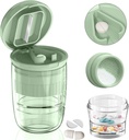 Pill Cutter Splitter kanssa Jakelija, Pill Cutter pienille tai suurille pillereille, Harjaa pillereitä, Vitamiinit, Tabletit, Ruostumaton teräs terä, Irrotettava Juoma Cup (vihreä-1)