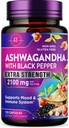 Ashwagandha 2,100 mg - Ashwagandha-lisät naisille kasviskapseleissa, joissa on jauhe- ja juuriuutetta, mustapippuria korkeaa imeytymistä varten, kasvispohjaisia, ei-muuntogeenisiä organismeja, pullotettuja Yhdysvalloissa - 120 kasviskapselia