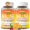 D3-vitamiinia K2 Gummies 5000IU / 10 000 IU Omega-3 250 mg + K2(MK-7) 100mcg - 5X Imeytyminen kuin standardi D3K2, C-vitamiinia, sinkkiä ja 5 orgaanista kasvista, tukea luun ja hampaiden vahvuutta, immuunia