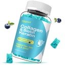 Biotin Gummies Collagen, Keratin, Hyaluronic Acid, Vitamiini ihon, hiusten kasvua, kynnet, Naiset Miehet Aikuiset Lapset - 60 Mustikka makua Gummies