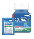 Claritin Allergy Medicine for Adults, 24-tunnin Loratadine 10 mg pillerit, antihistamiini, 30 tablettia + 1ct On-The-Go Relief