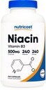 Nutricost Niacin (Vitamin B3) 500 mg, 240 kapselia - huuhtelu, ei-GMO, gluteeniton