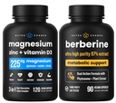 NutraChamps Complete Bone & Metabolic Support: Magnesiumsinkki D3 & Berberine Duo